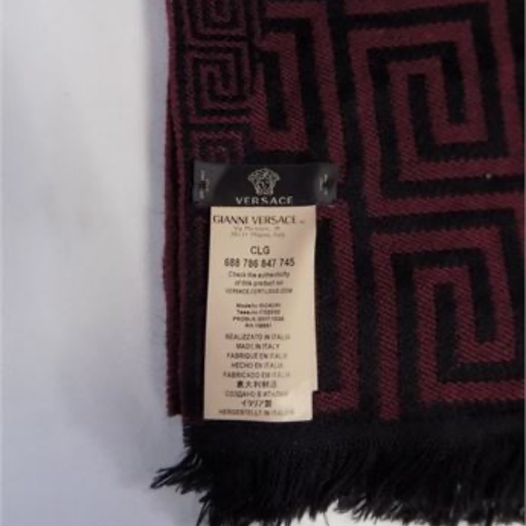 Gianni Versace Black and Maroon Scarf - Picture 6 of 9